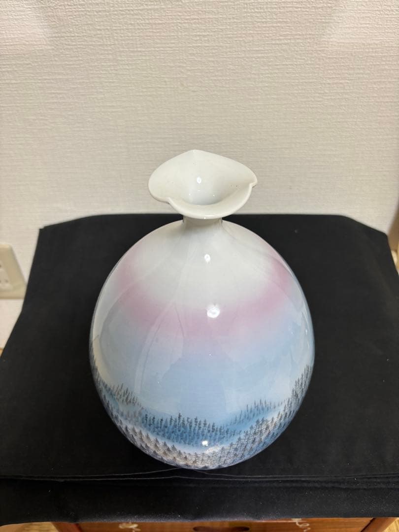 藤井朱明 壺 飾り壺 花器 日展人気作家 有田焼 朝日花瓶