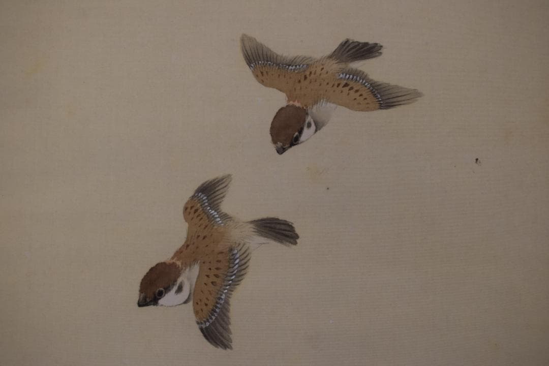 【真作】益田柳外/夏汀カワセミ図/雪中南天図/双幅/掛軸☆宝船☆Z-175