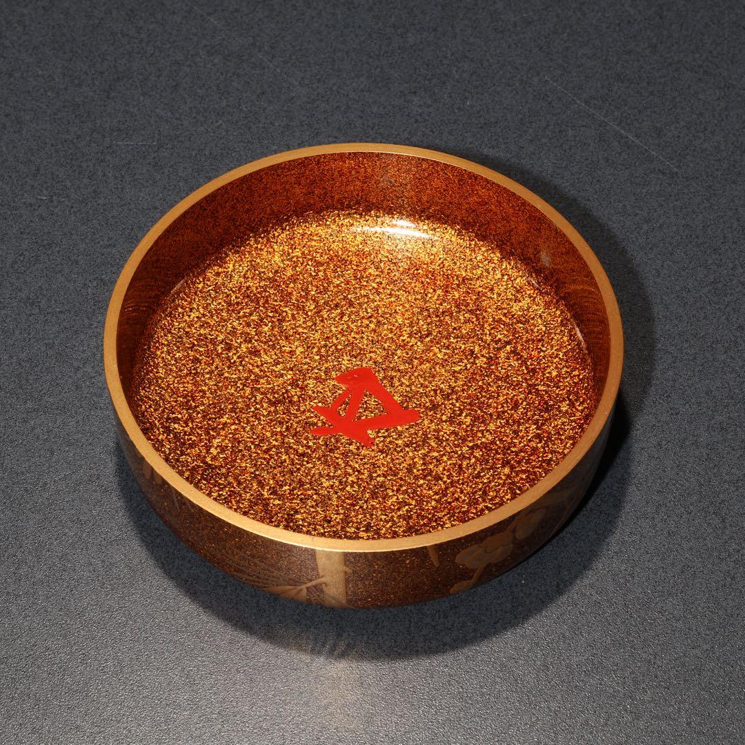 平棗　金蒔絵松梅　裏千家 鵬雲斎花押　桐箱入り　R1689