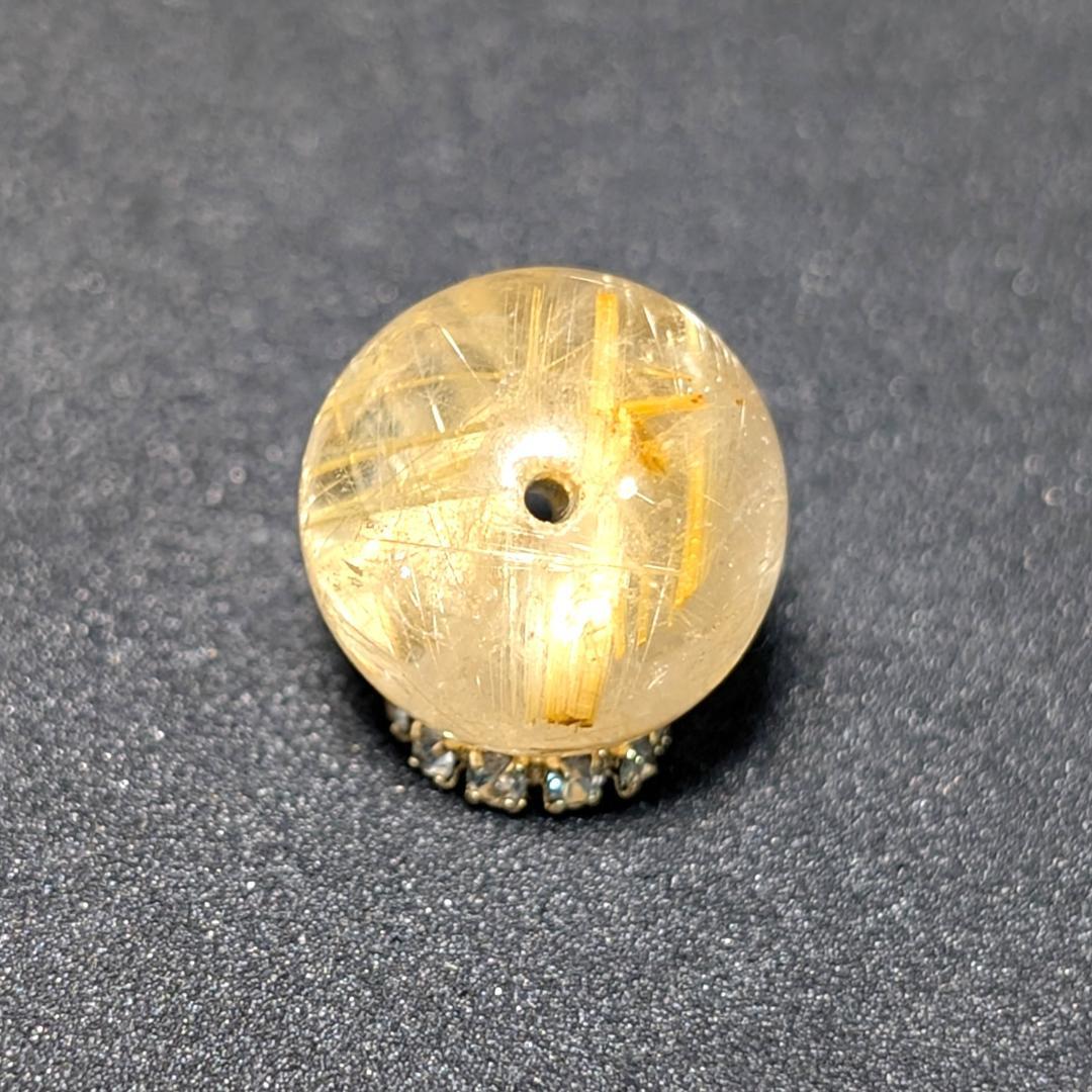 有馬英次　ゴールド タイチンルチル 13ミリ 1粒売り 貫通穴あり