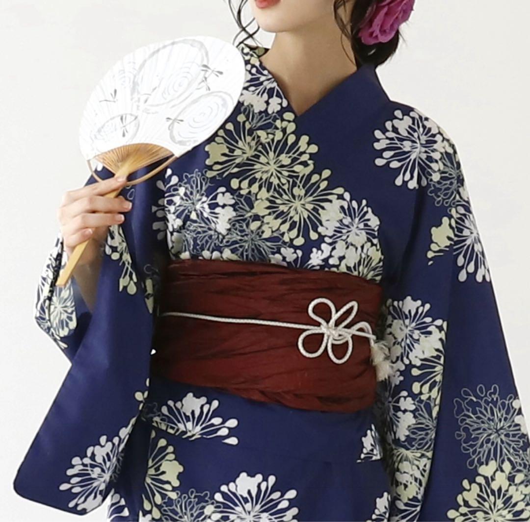 ★新品未使用★浴衣　セパレート　ネイビー　花柄
