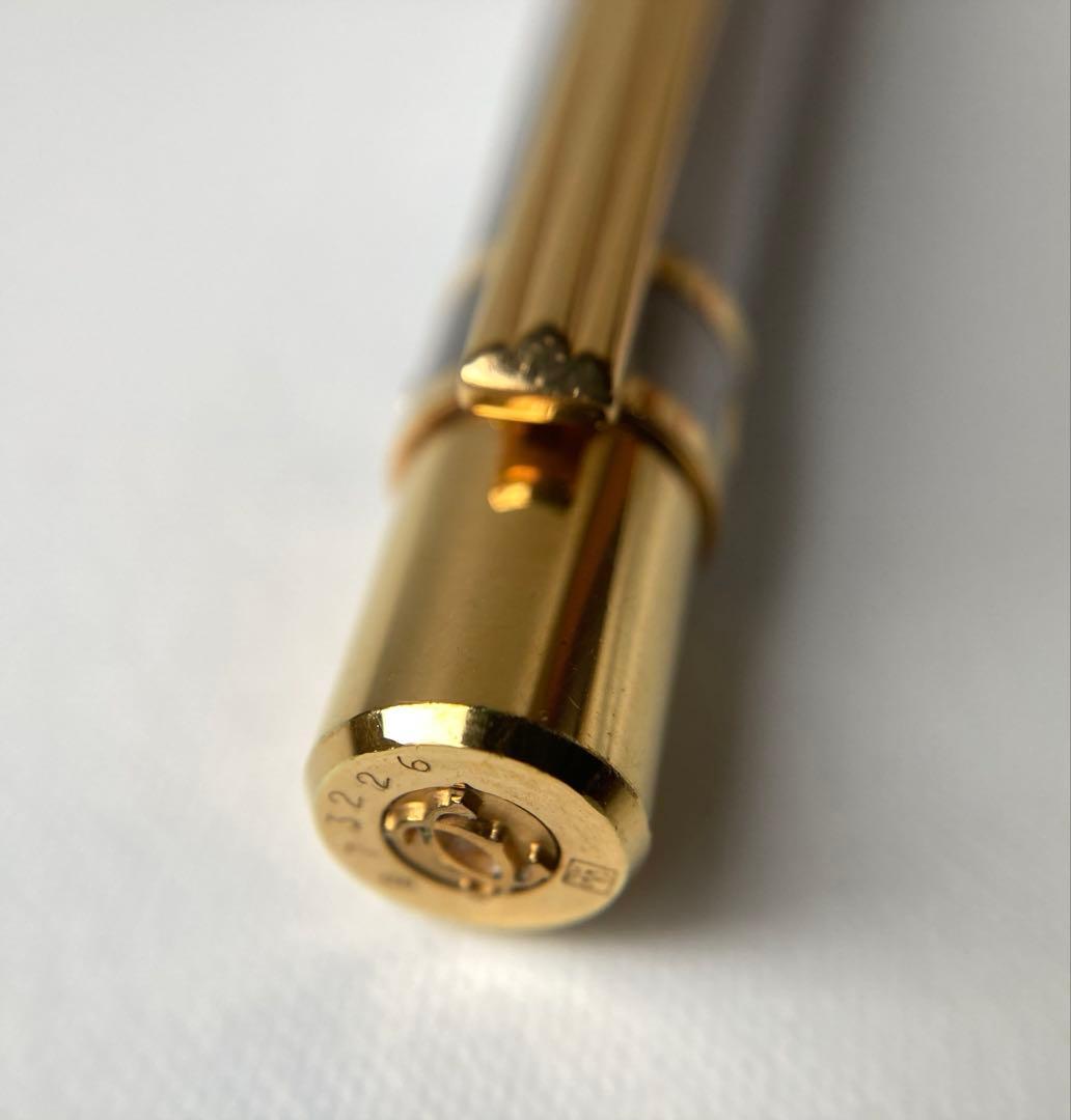 カルティエ　マストドゥ　ストライプ　ブラッシュド　メタル　ゴールド　ボールペン