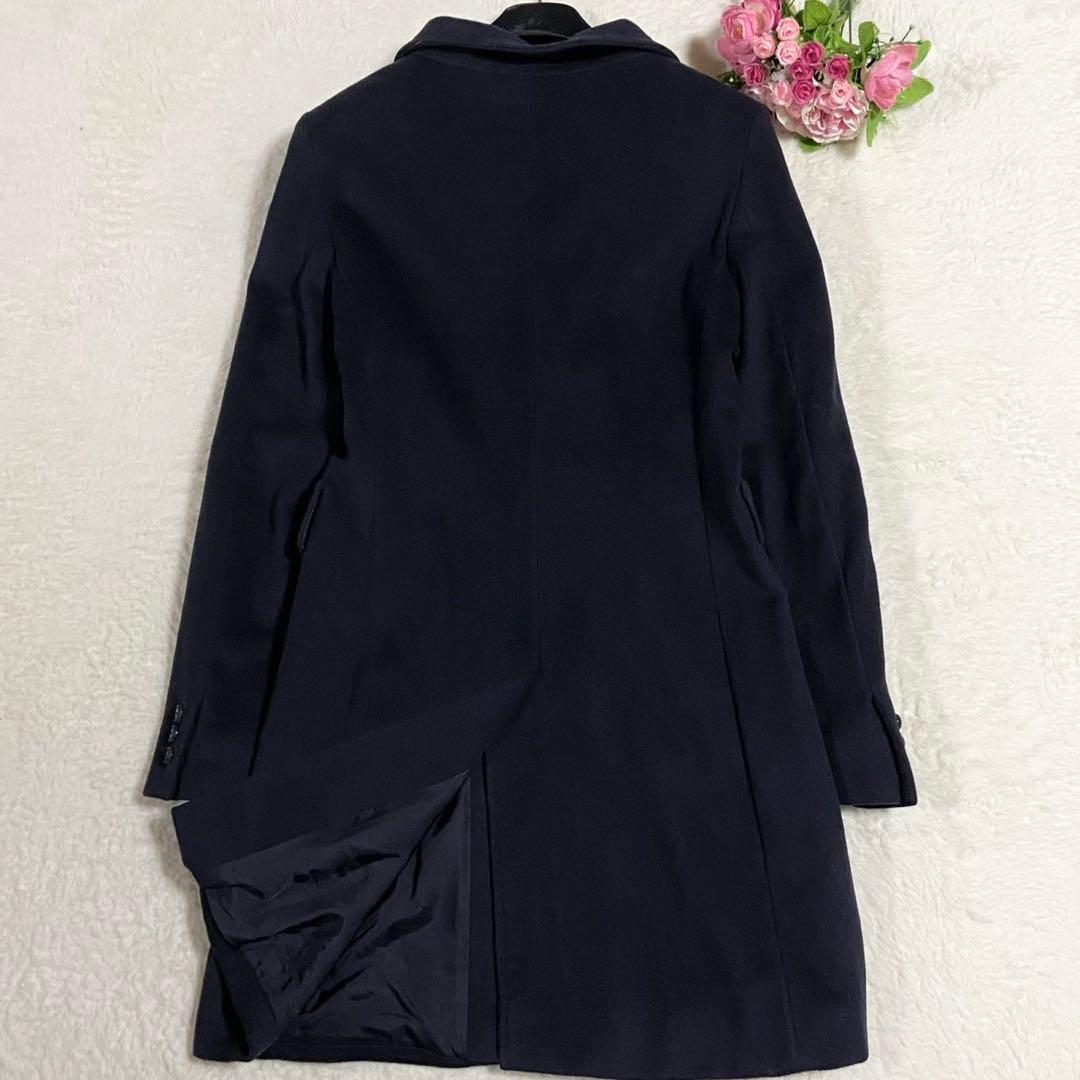 美品● MaxMara マックスマーラ ロングコート ウール ネイビー 40