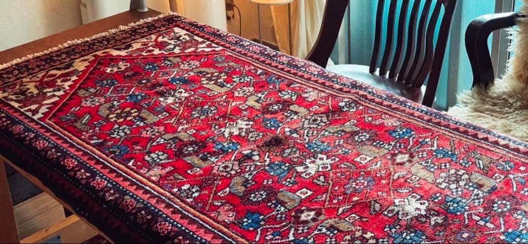 155×82〜90 アフガニスタン バルーチ族 手織りヴィンテージラグ 花と鳥