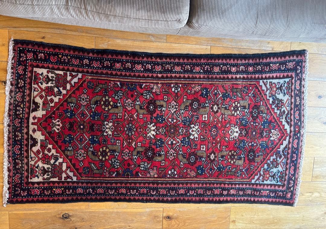 155×82〜90 アフガニスタン バルーチ族 手織りヴィンテージラグ 花と鳥