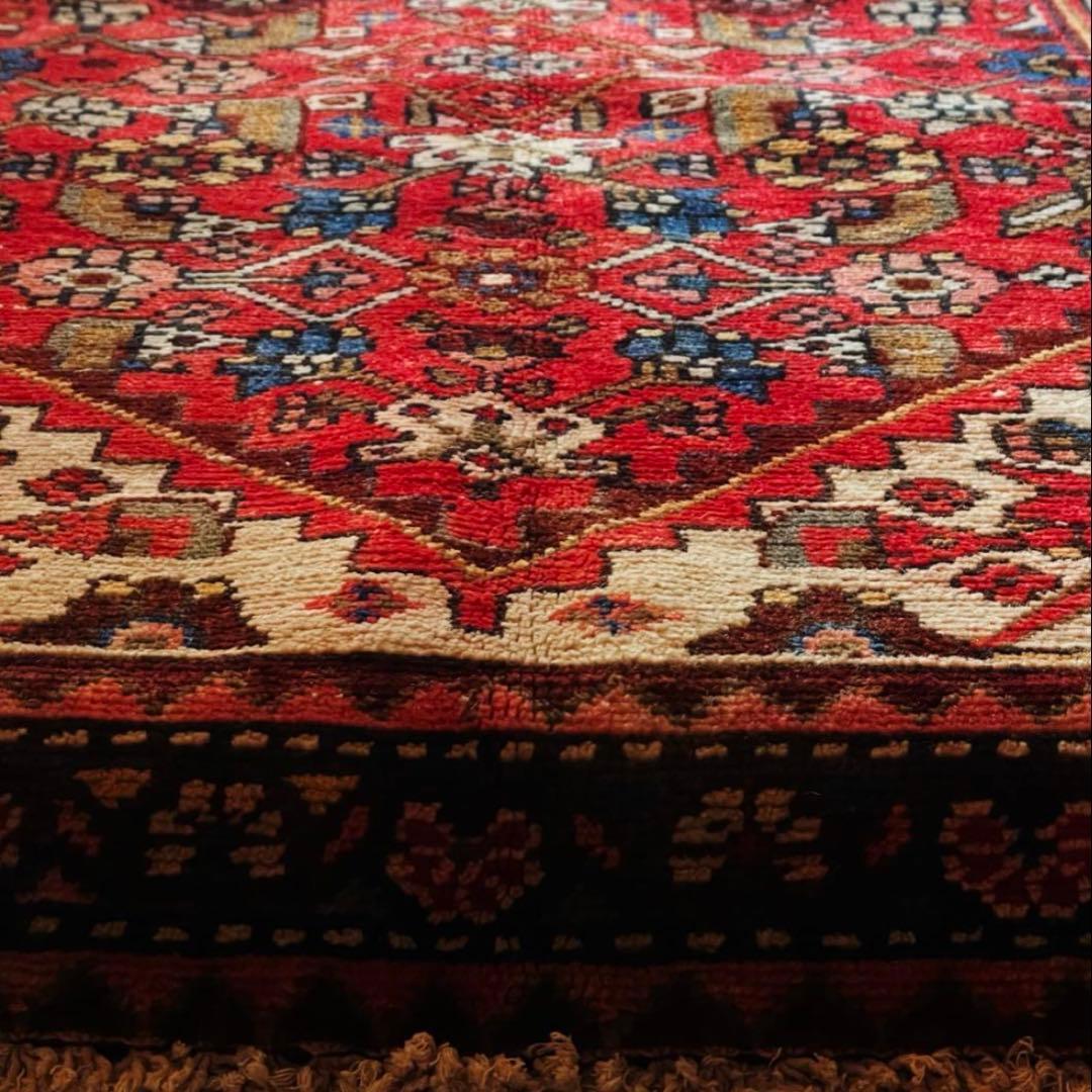 155×82〜90 アフガニスタン バルーチ族 手織りヴィンテージラグ 花と鳥