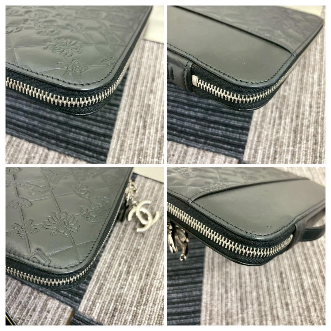 美品　CHANEL　シャネル　ラムスキン　iPadケース　アイコン　ブラック