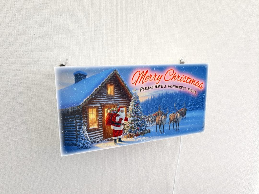メリークリスマス サンタクロース プレゼント 看板 置物 雑貨 ライトBOX