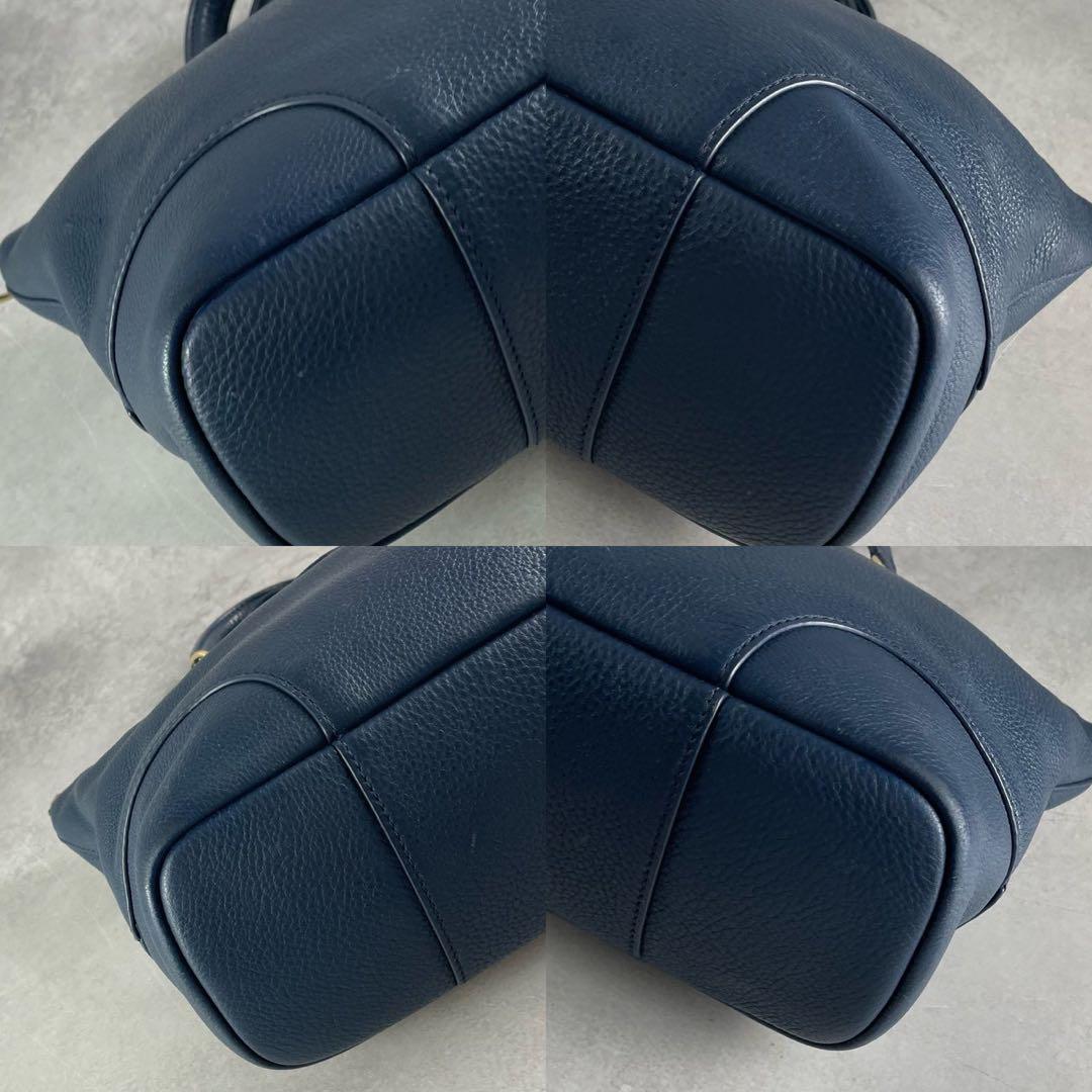 バッグ Tory Burch Amanda Navy Leather 2Way Bag