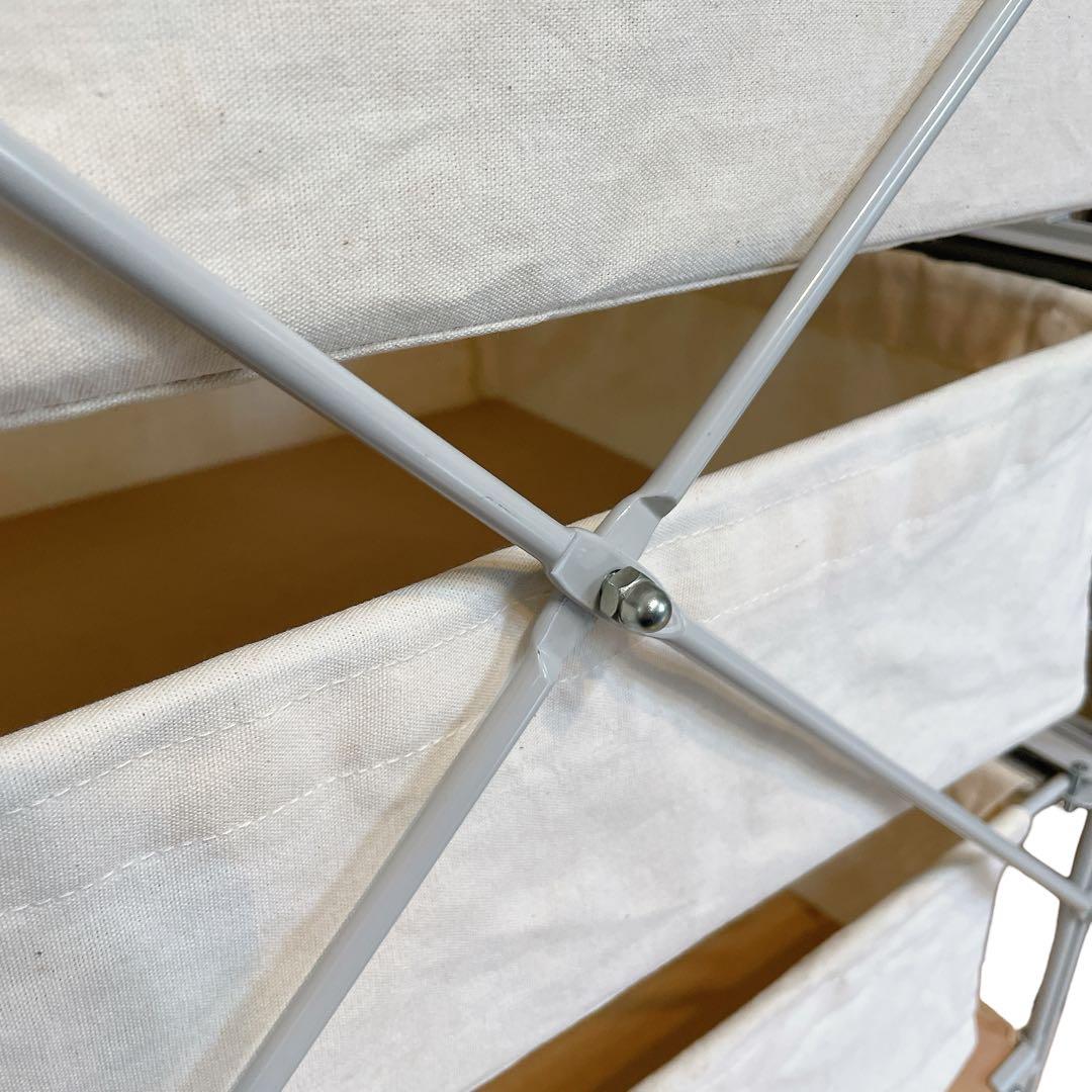 無印良品　スチールユニットシェルフ　4段帆布バスケット　木製天板　MUJI