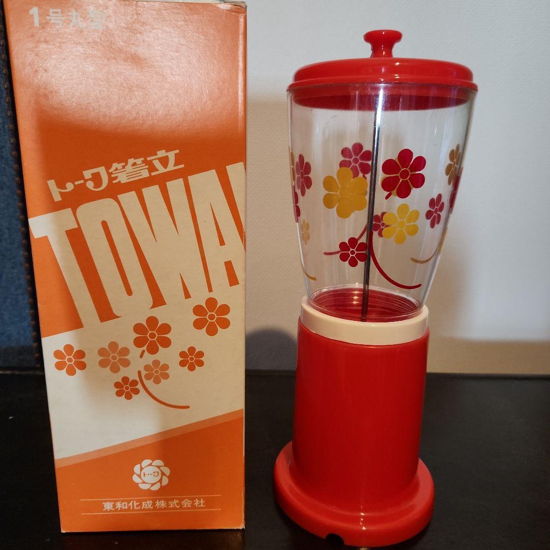 昭和レトロポップ　☆トーワ箸立て☆　１号丸　花柄　赤