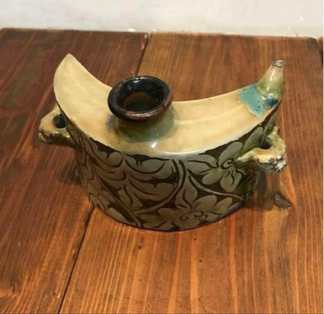 美品　抱瓶　焼物　沖縄　酒器　陶芸　飾りの持ち手が素敵な　丁寧なつくり