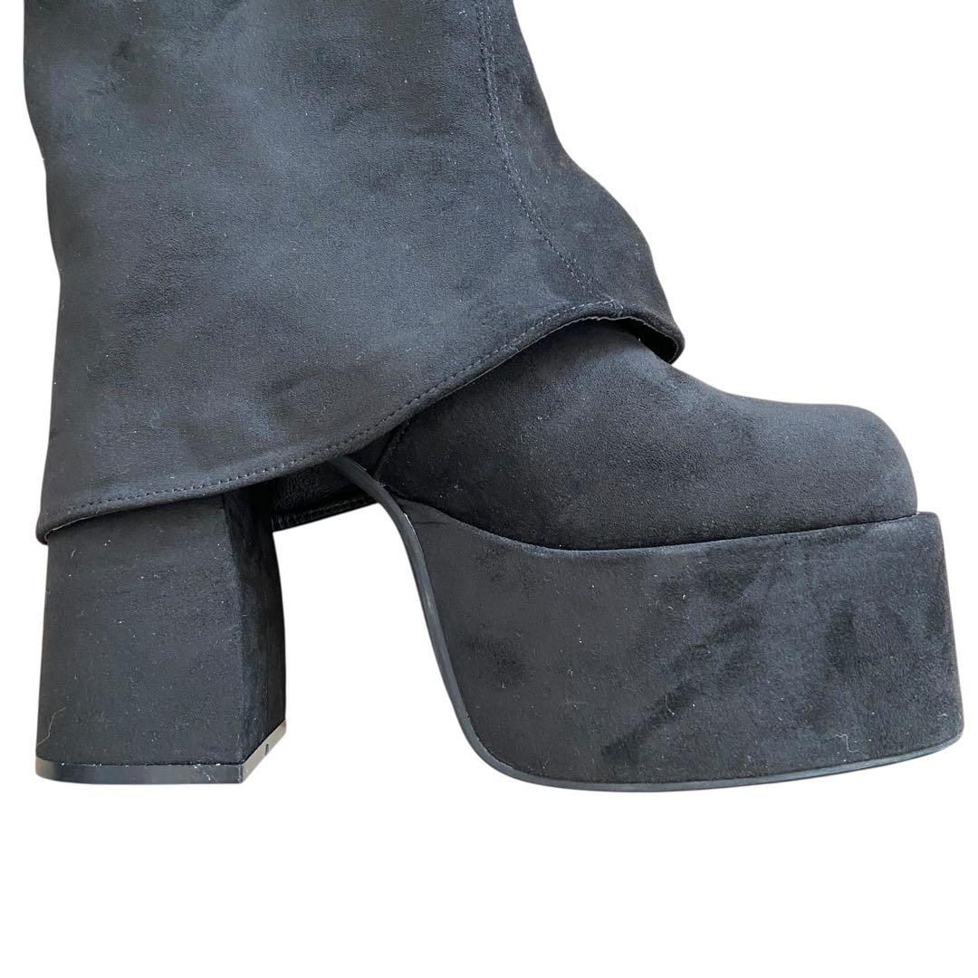 ✨極美品✨エモダ/ルーズフレアカバーフィットブーツ/ロングブーツ/ブラック/M