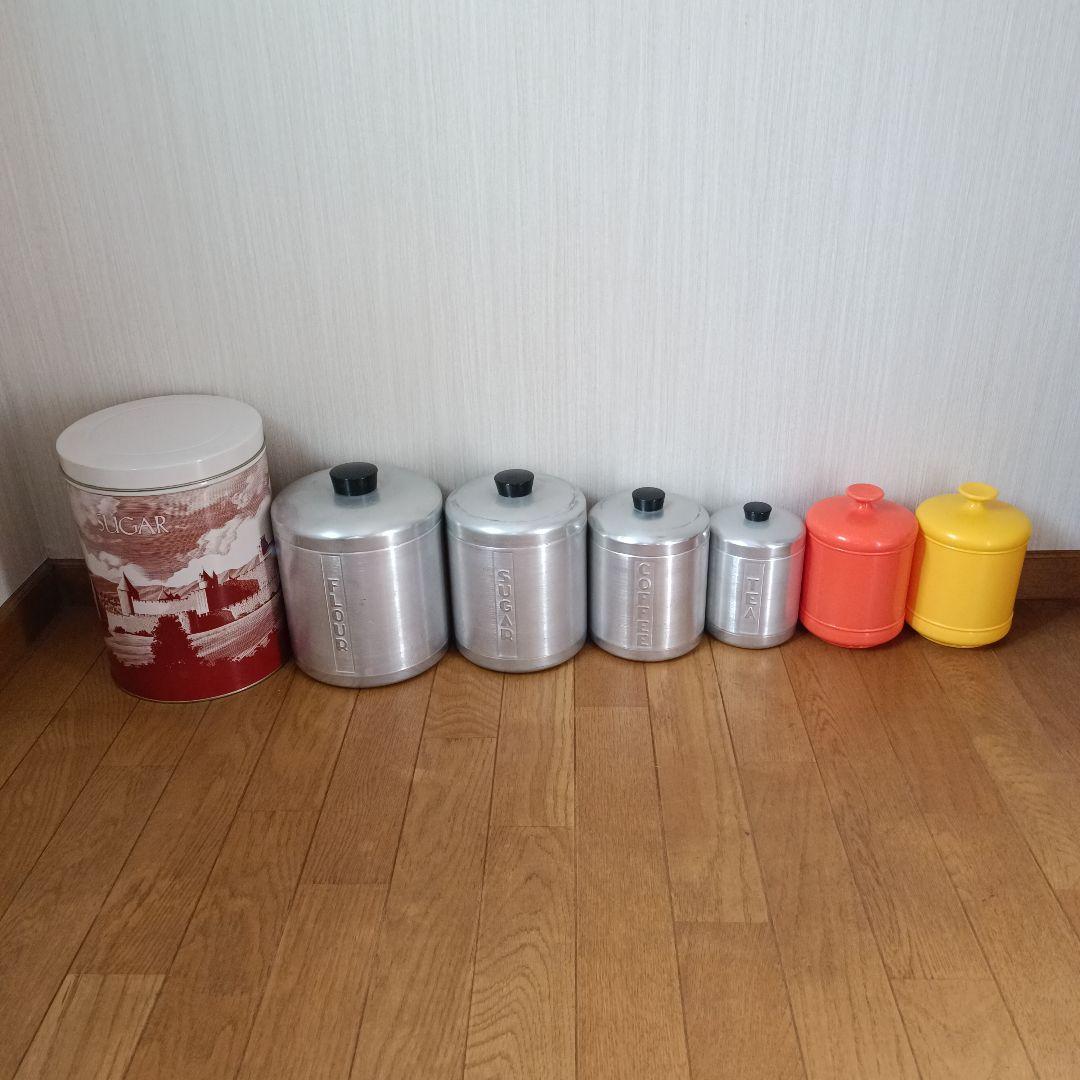 ヴィンテージ キャニスター レトロキッチン容器 7点 アルミ製 アンティーク雑貨