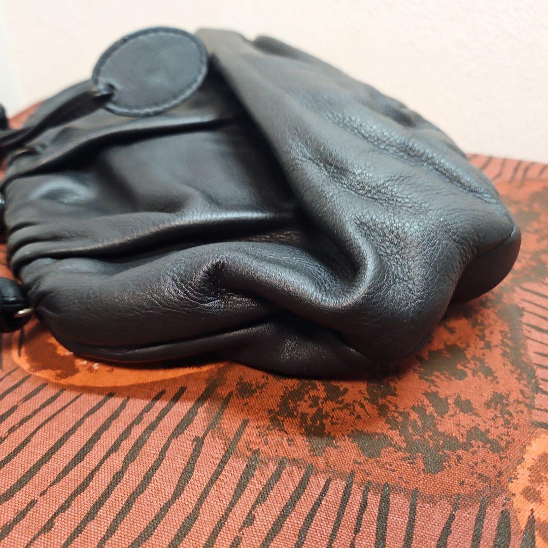 美品 Sybillaシビラ ハンドバッグ ワンショルダー がま口 レザー 黒