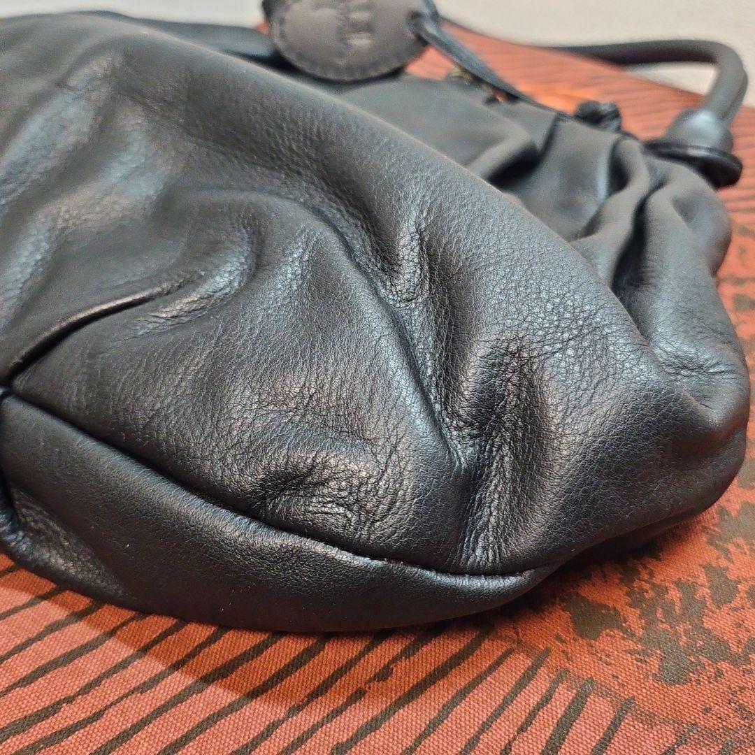 美品 Sybillaシビラ ハンドバッグ ワンショルダー がま口 レザー 黒