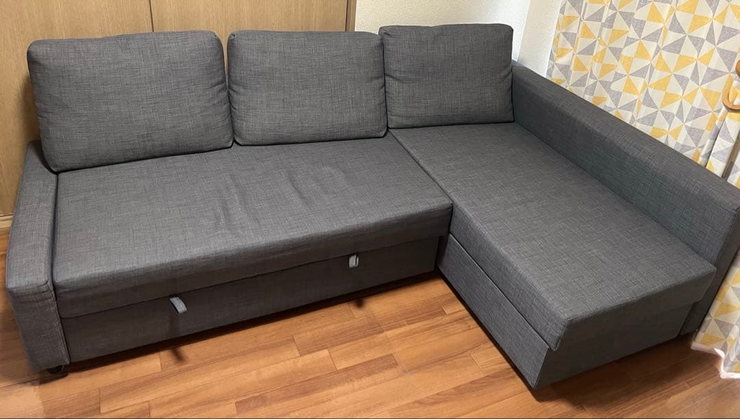 【直接引取】IKEA FRIHETEN コーナーソファベッド ダークグレー