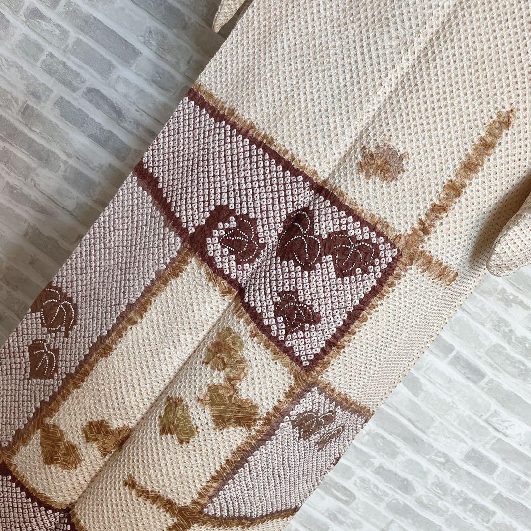 訪問着　フルセット　葉　絞り　着物　付け下げ　P1