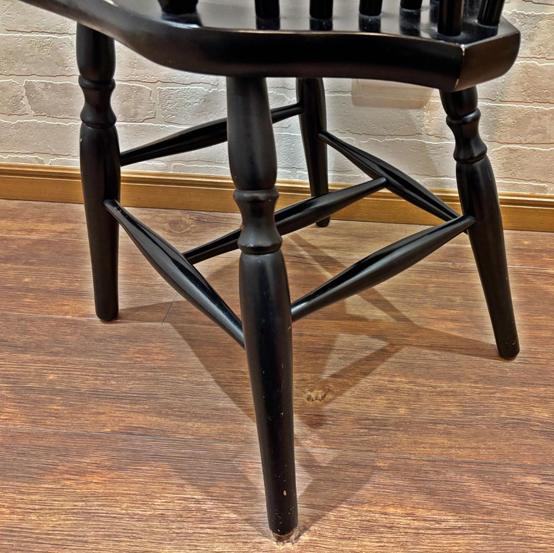秋田木工 アンティーク レトロ ブラック スピンドルバック ウィンザーチェア④