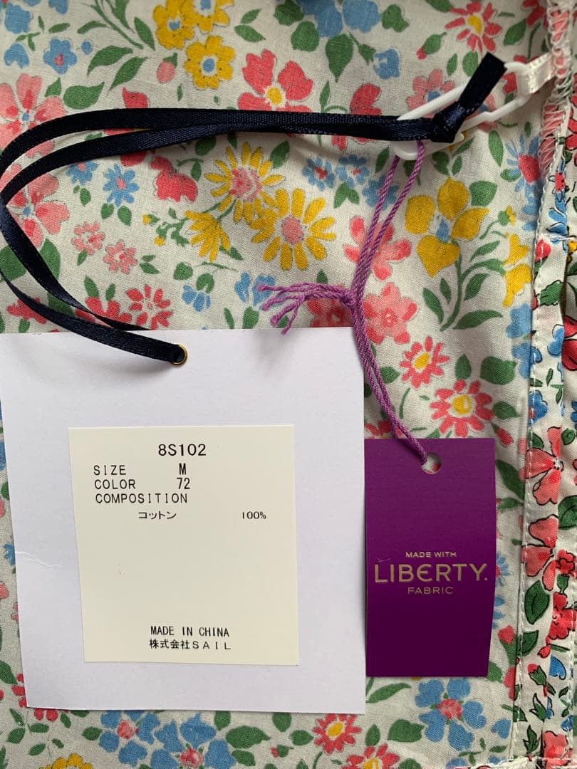 SEVEN TEN リバティプリントスカラップブラウス