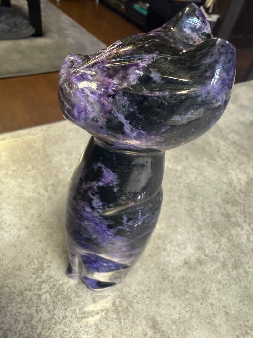 天然石チャロアイト置物 高さ17cm/幅4.6cm