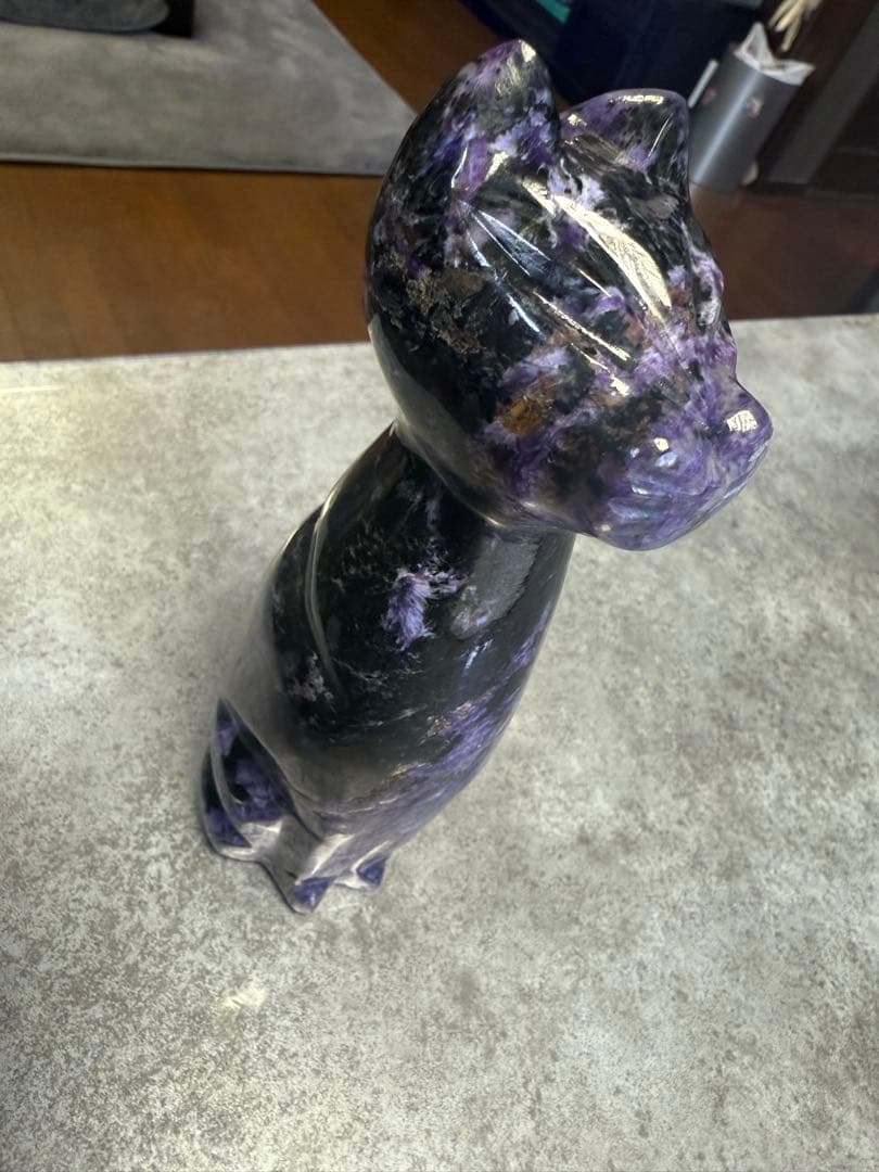 天然石チャロアイト置物 高さ17cm/幅4.6cm