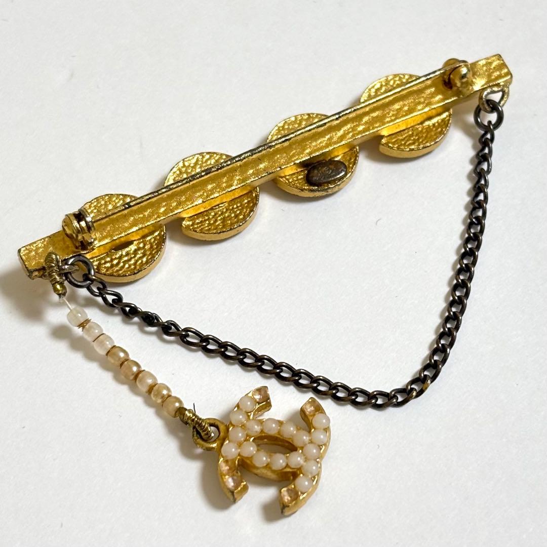 CHANEL ココマーク フェイクパール ブローチ GP ヴィンテージ 01A