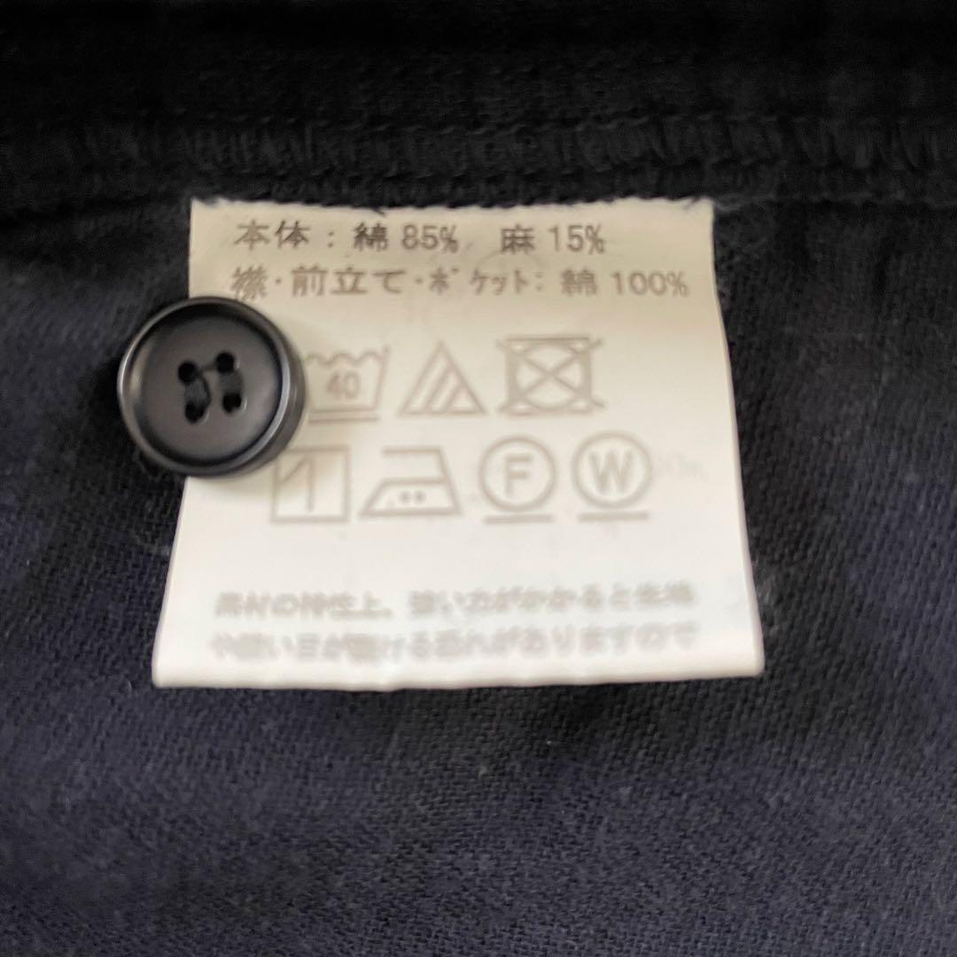 美品✨中川政七商店 リネン混シャツ ノーカラー ネイビー