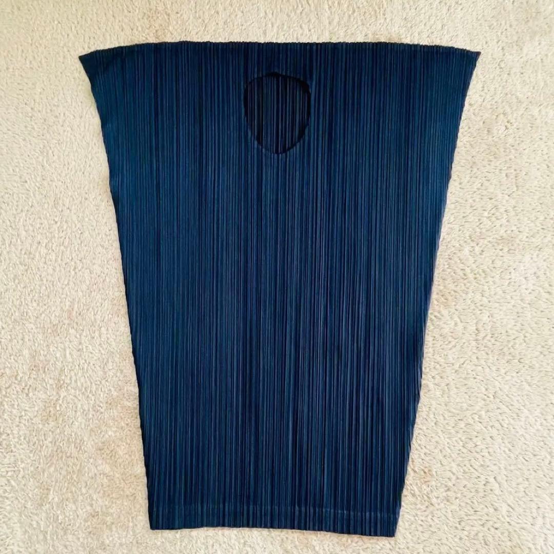 未使用級✨24秋 プリーツプリーズ ロングチュニック ワンピース 濃紺 FREE