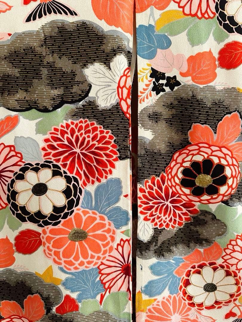 アンティーク着物 大正ロマン 万寿菊柄 十三参り ハーフ成人式