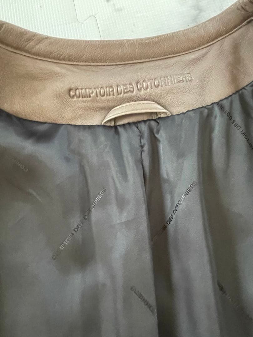 【コントワーデコトニエ】マロン色のラムレザーキルティングジャケット　大きいサイズ