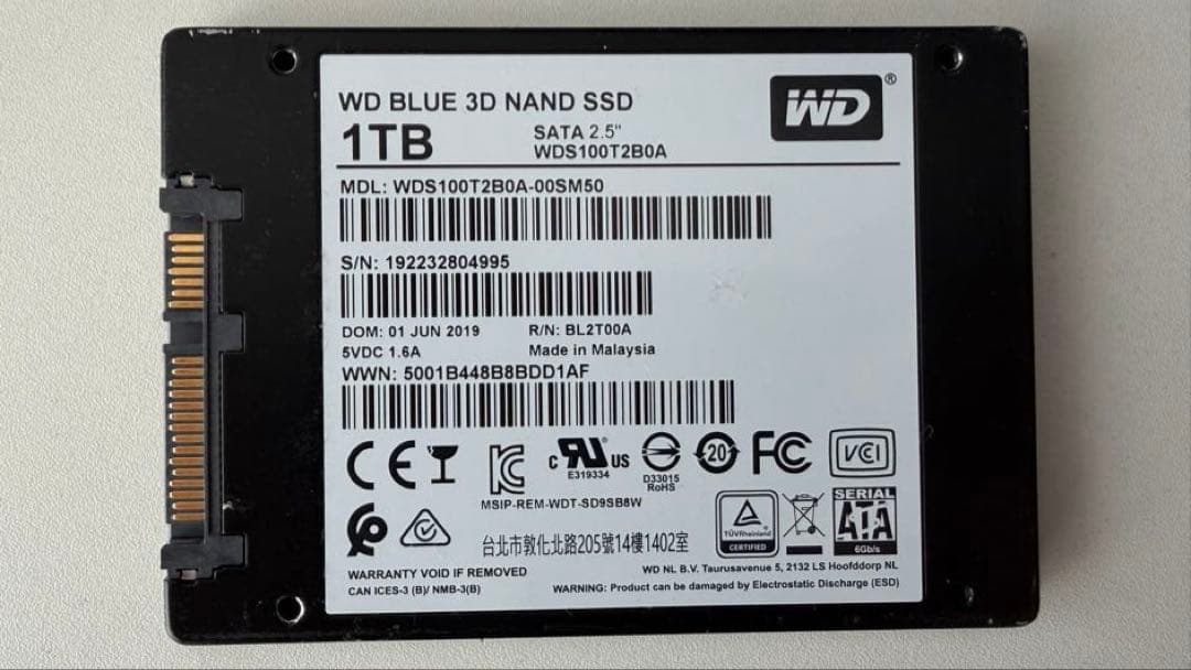 内蔵型SSD WD Blue 3D NAND 1TB SATA SSD