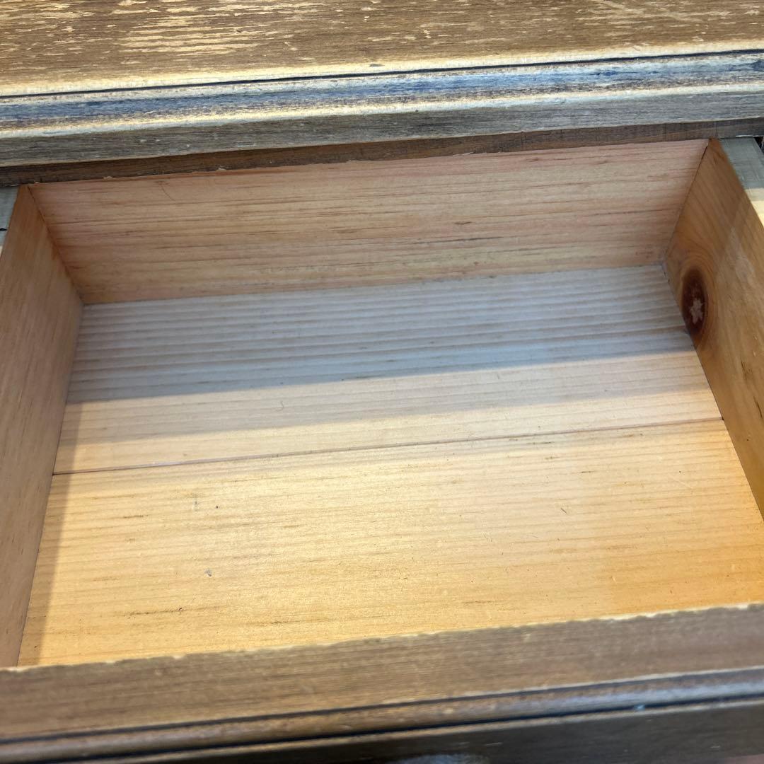 カントリー家具　ローテーブル　キャビネット　引き出し　オープン収納