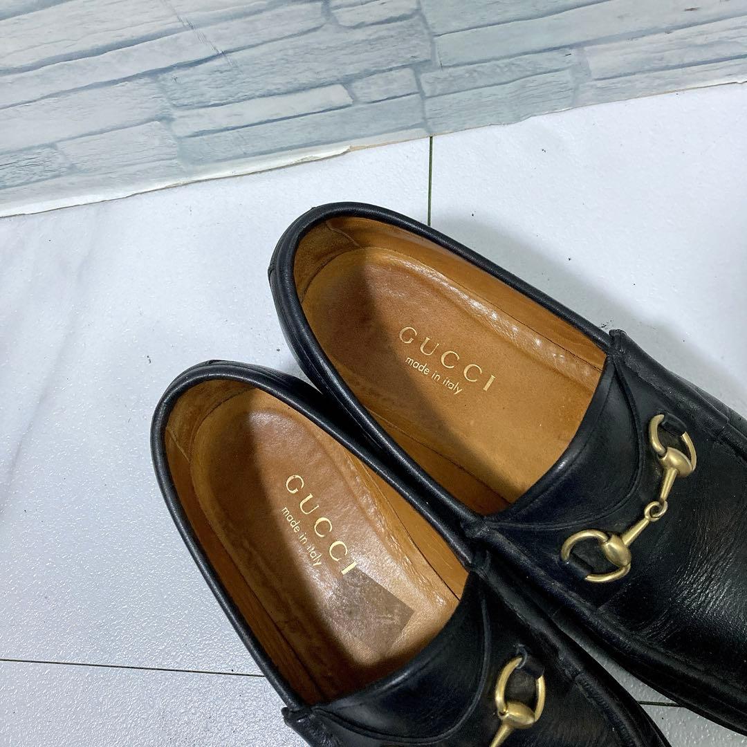 GUCCI グッチ ホースビットローファー 本革 コマンドソール 黒 金色 37