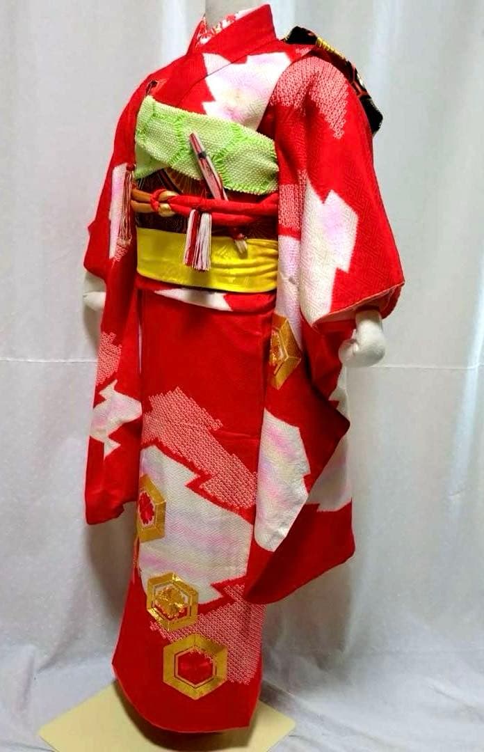 七五三　7歳　正絹着物　袋帯、長襦袢、小物セット　 18ー12