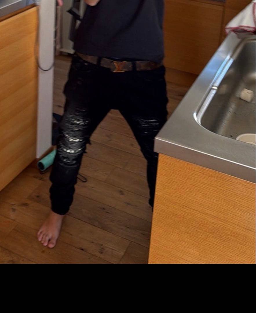 mnml スキニーデニム ブラック ダメージ加工 28