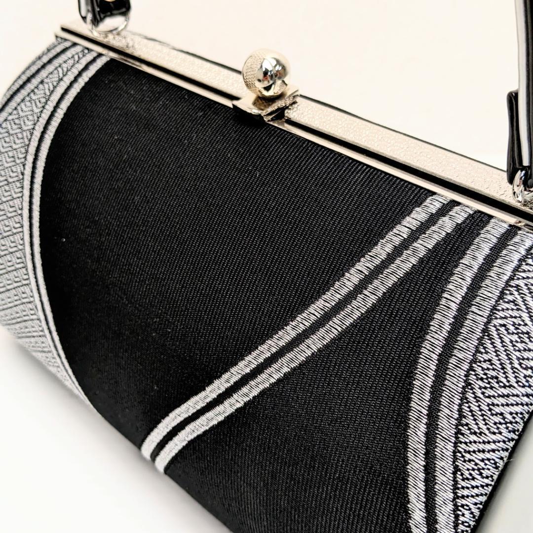 和装 草履バッグセット 帯地 黒 ブラック 3枚芯 フリーサイズ k15-13