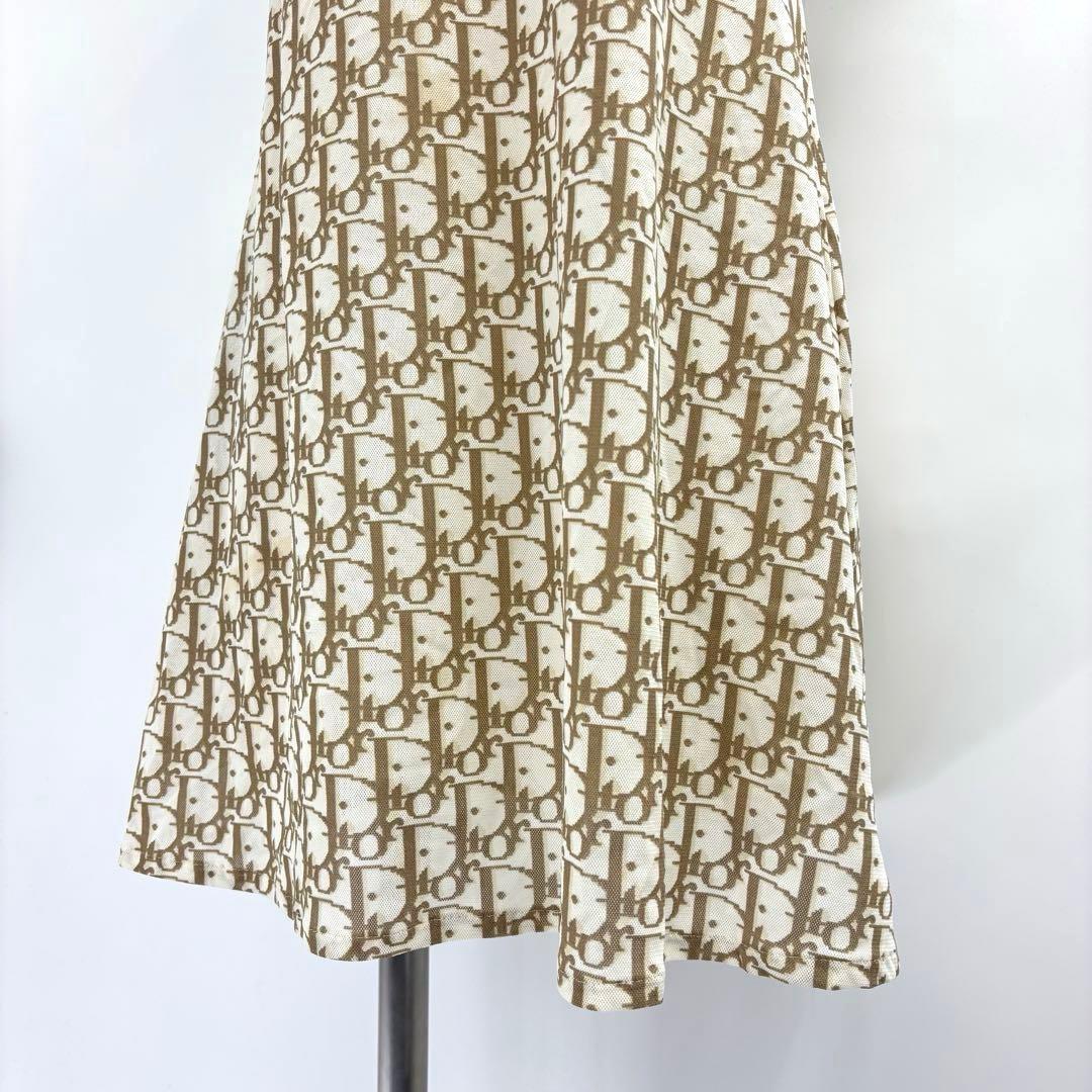 美品　Christian Dior　キャミソール　ロゴ　リボン　M　ベージュ