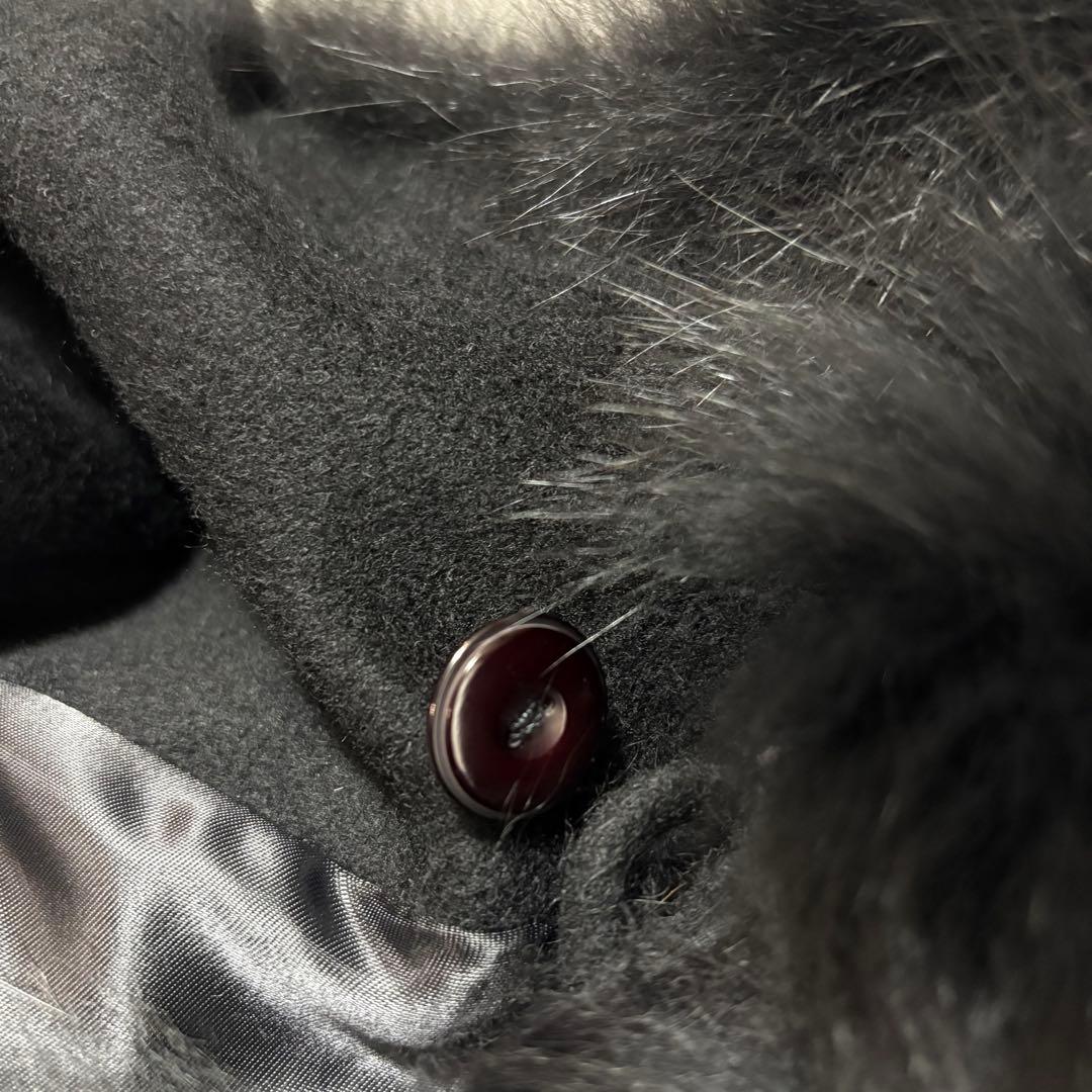 ポンチョ　カシミヤ100% ファー付き　Aライン　エレガント　パーティー　黒