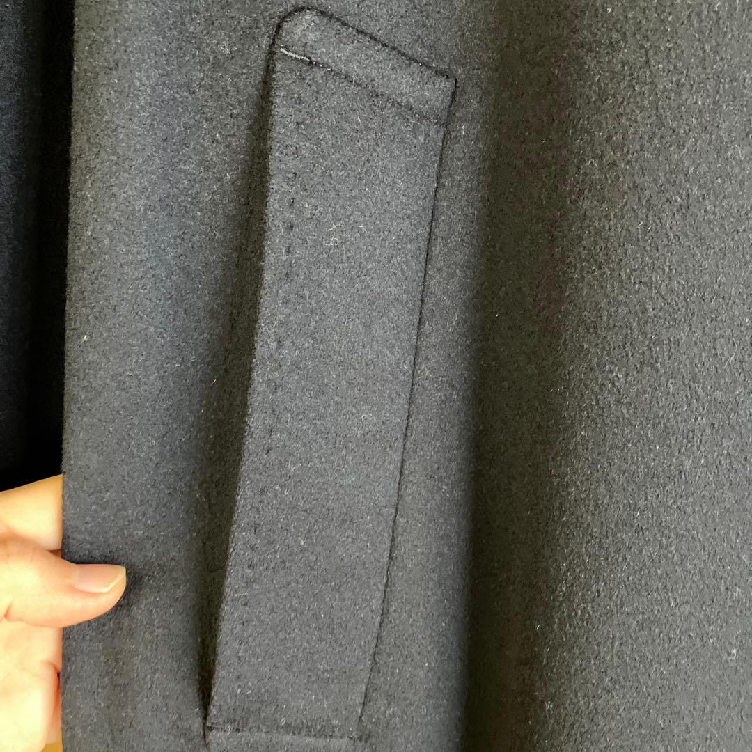 セリーヌ　ウール ネイビーコート サイドポケット