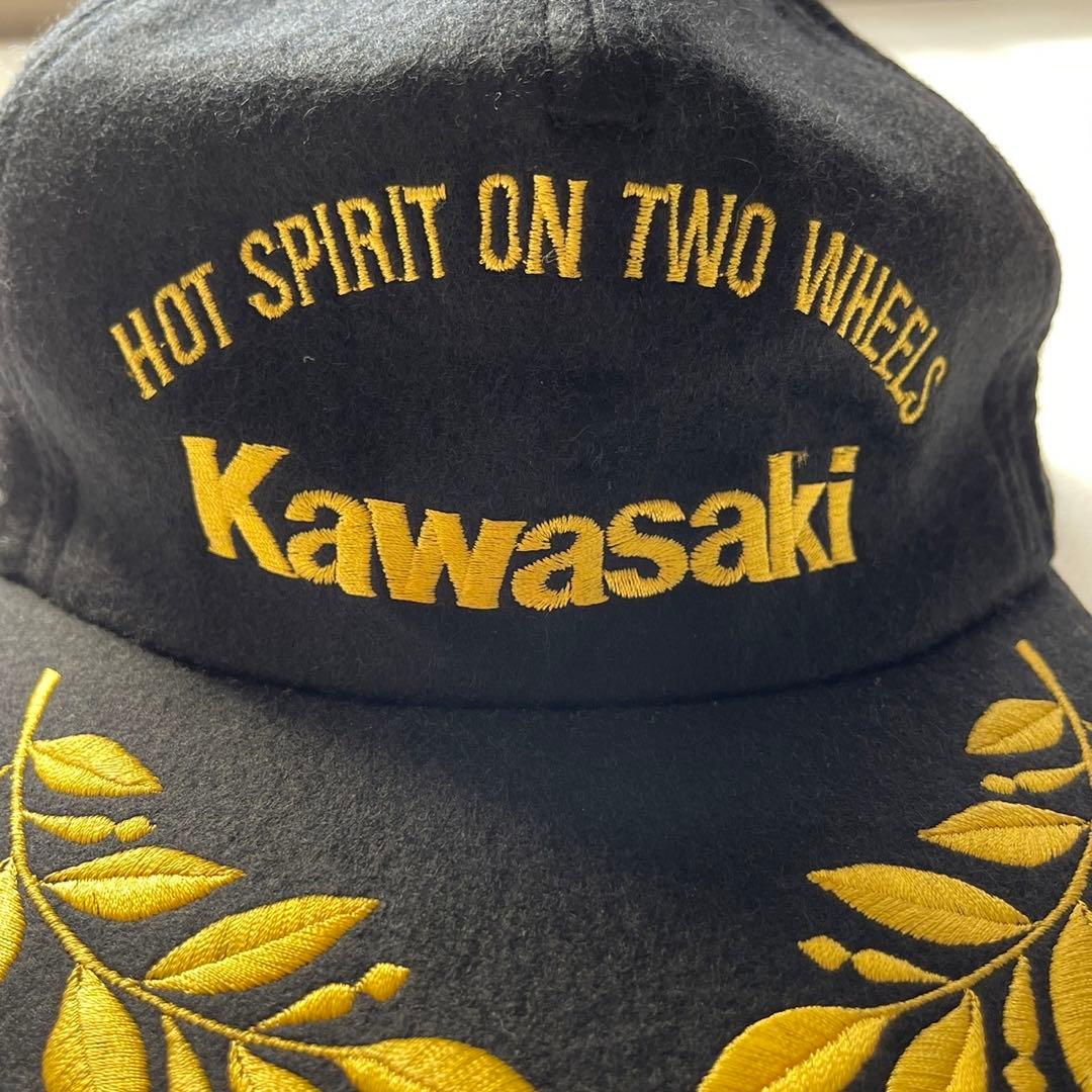 当時物 バイク カワサキ kawasaki ヴィンテージ 刺繍 ウールキャップ