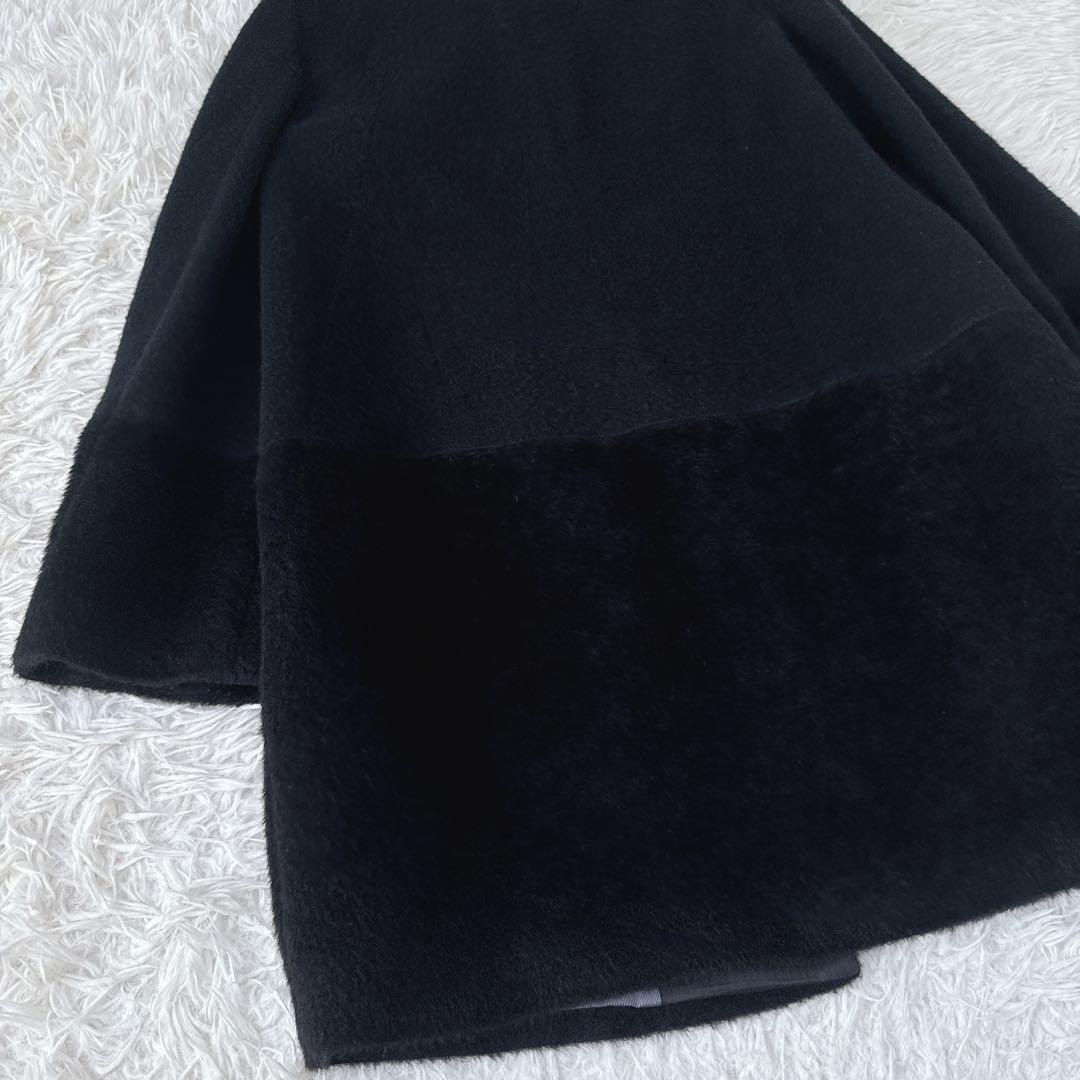 BALLSEY 38 黒色 ノーカラーコート ウール アルパカ アンゴラ