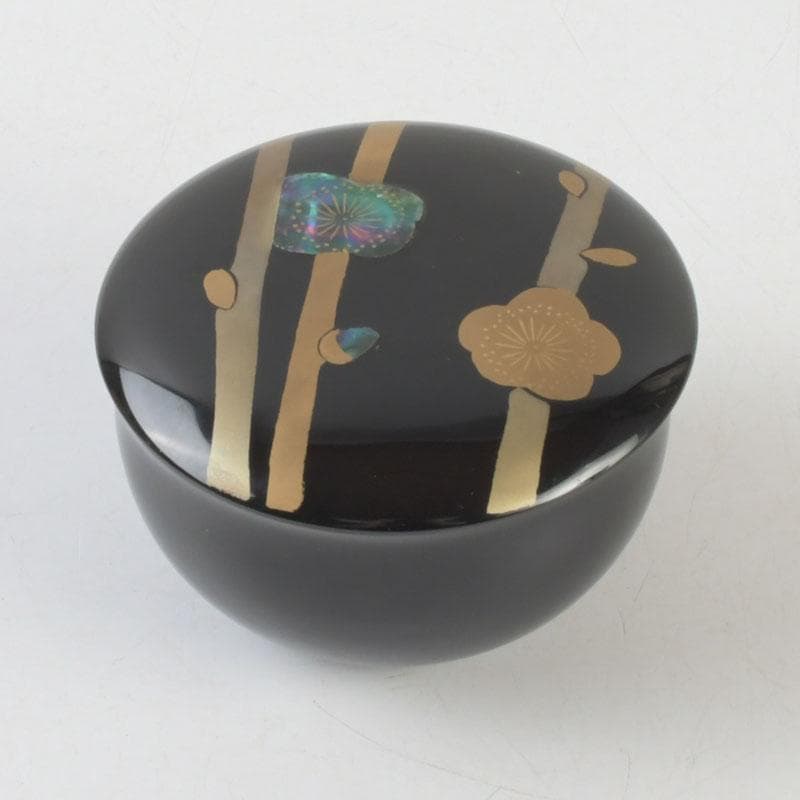 茶道具　輪島塗　岡本陽斉作　螺鈿装飾　春秋棗　共箱　V　9249