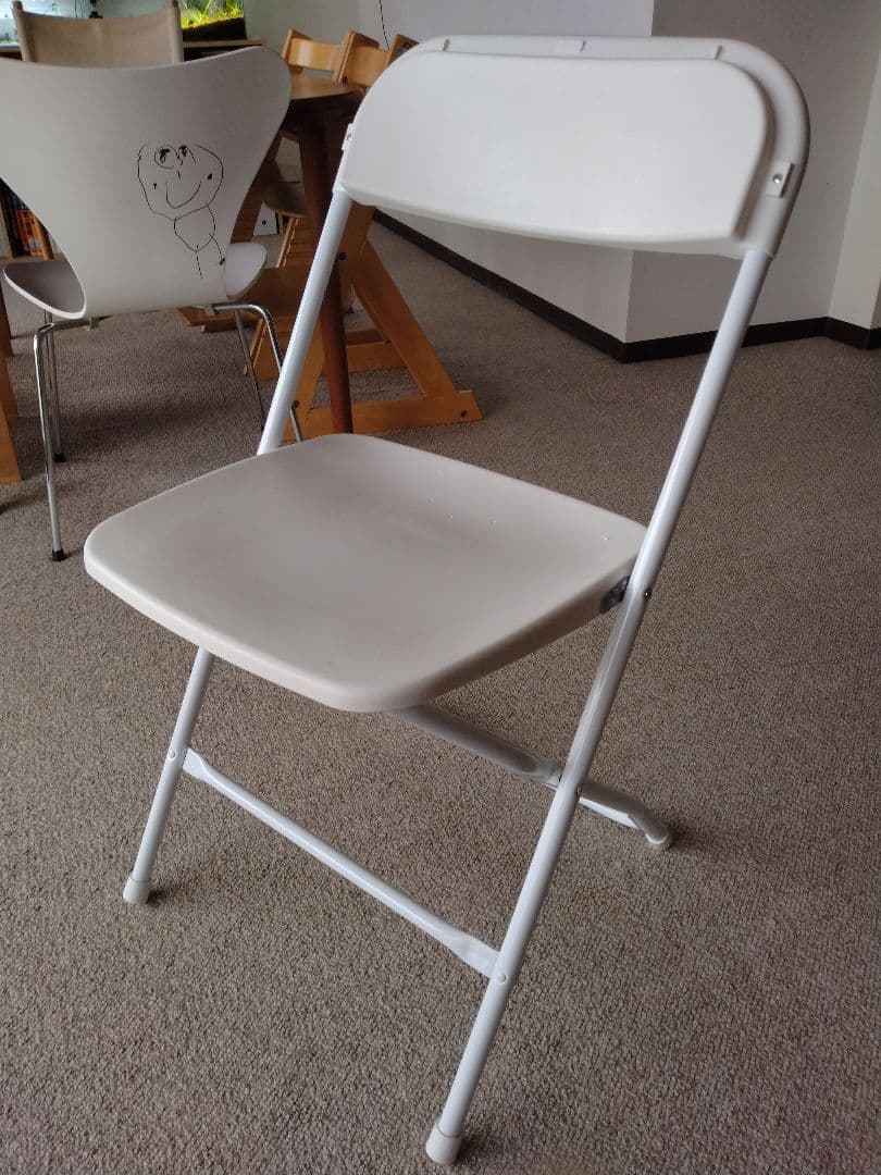 【良品】MUJI無印 スチールパイプテーブルと折りたたみチェア/机デスク椅子/白