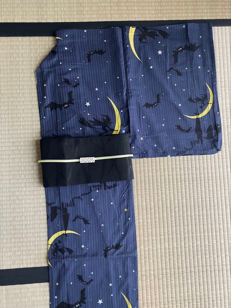 夏のセール10.000→8000円　浴衣　未使用　ネイビー　ハロウィンみたいな柄