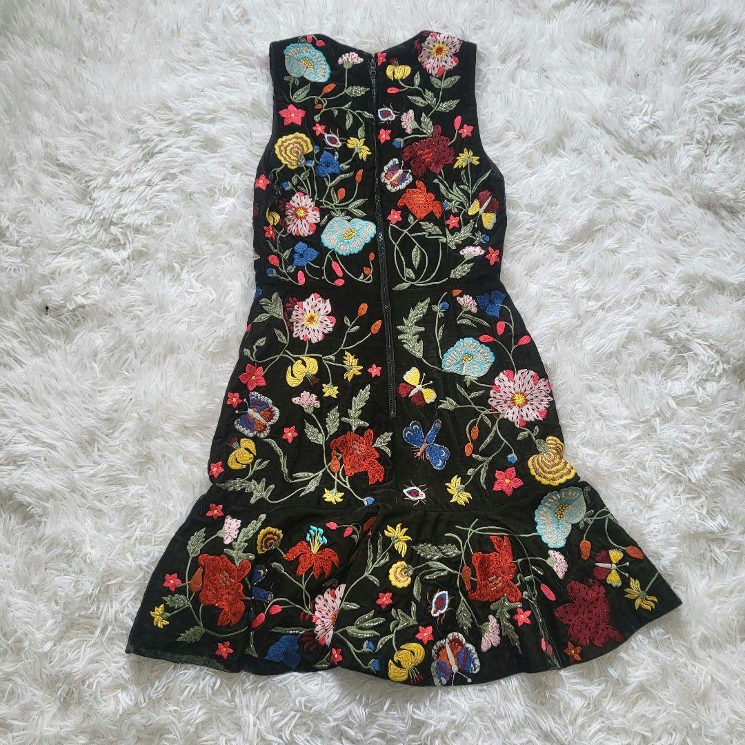 alice+olivia　アリスオリビア　花柄刺繍ワンピース　ミニドレス　xs