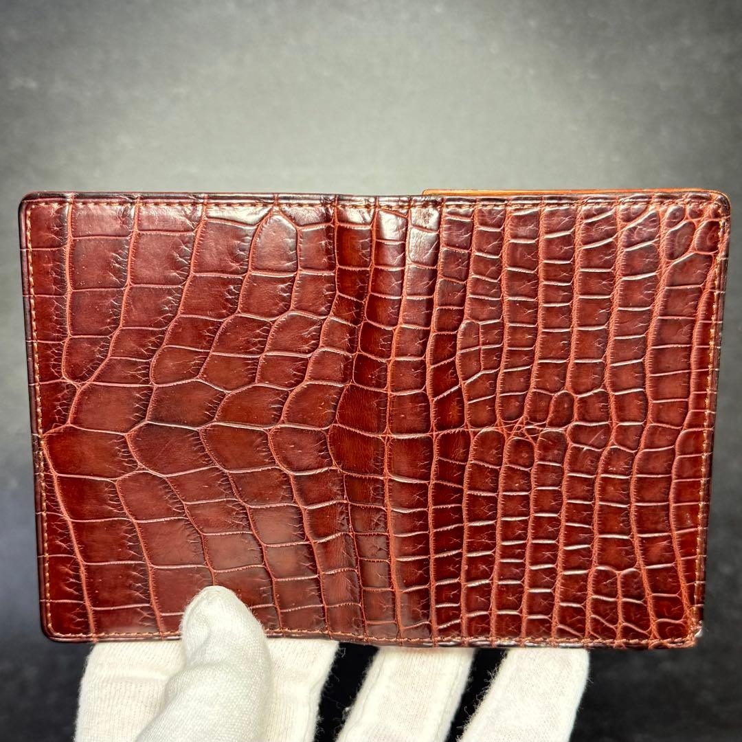 極上品 定価13.2万 激レア ガンゾ クロコダイル ダークブラウン 名刺入れ