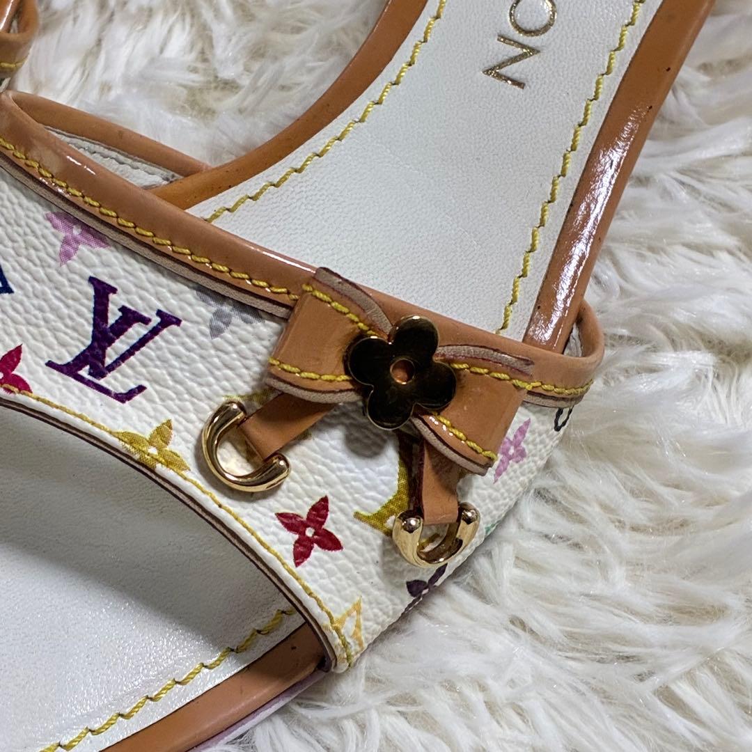ルイヴィトン　モノグラムマルチカラー ミュール ホワイト×ラベンダー