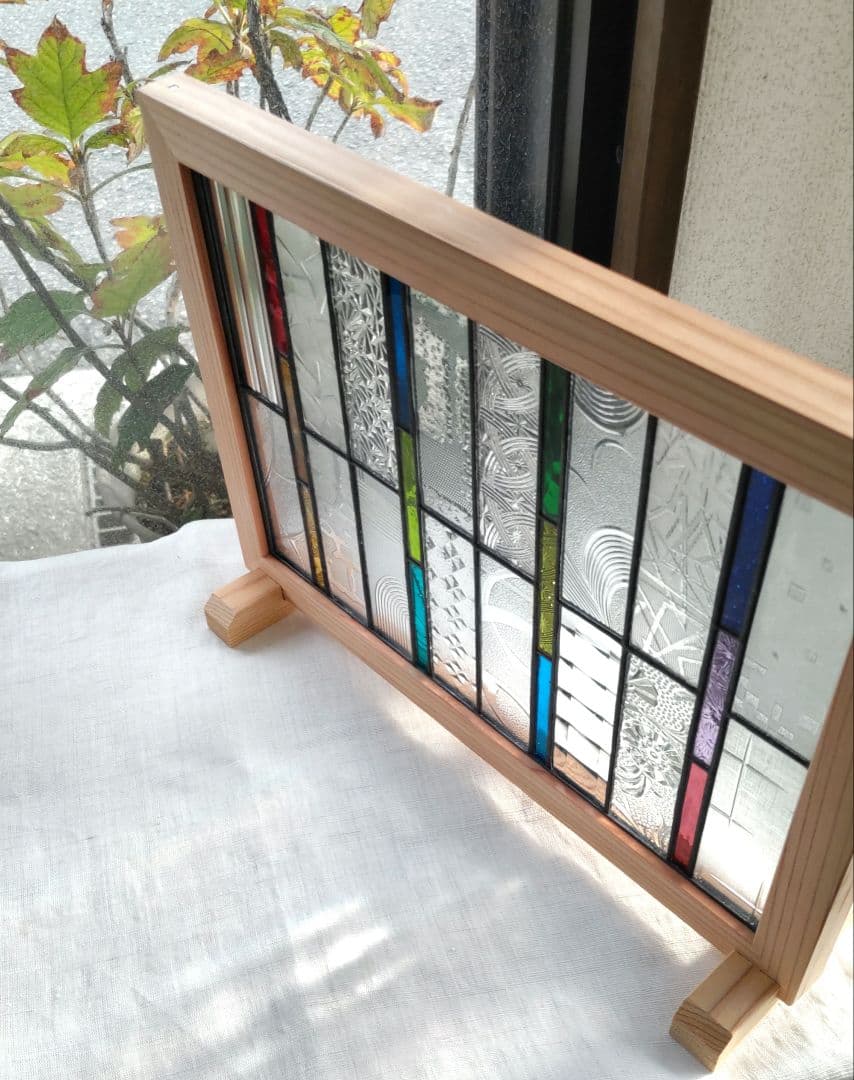 ステンドグラスパネル 「御簾」アンティーク