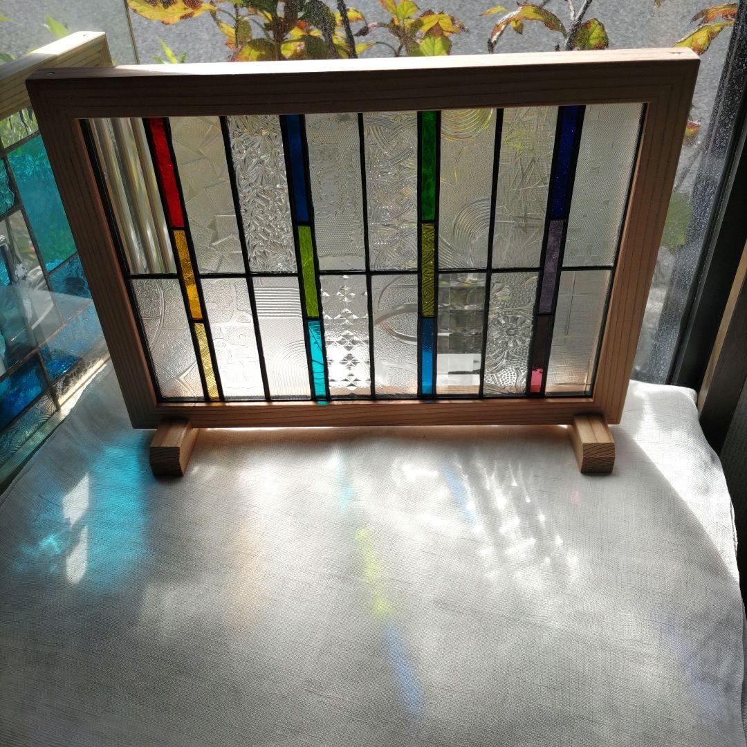 ステンドグラスパネル 「御簾」アンティーク